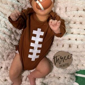 Cozy Brown Football Bodysuit for Babies